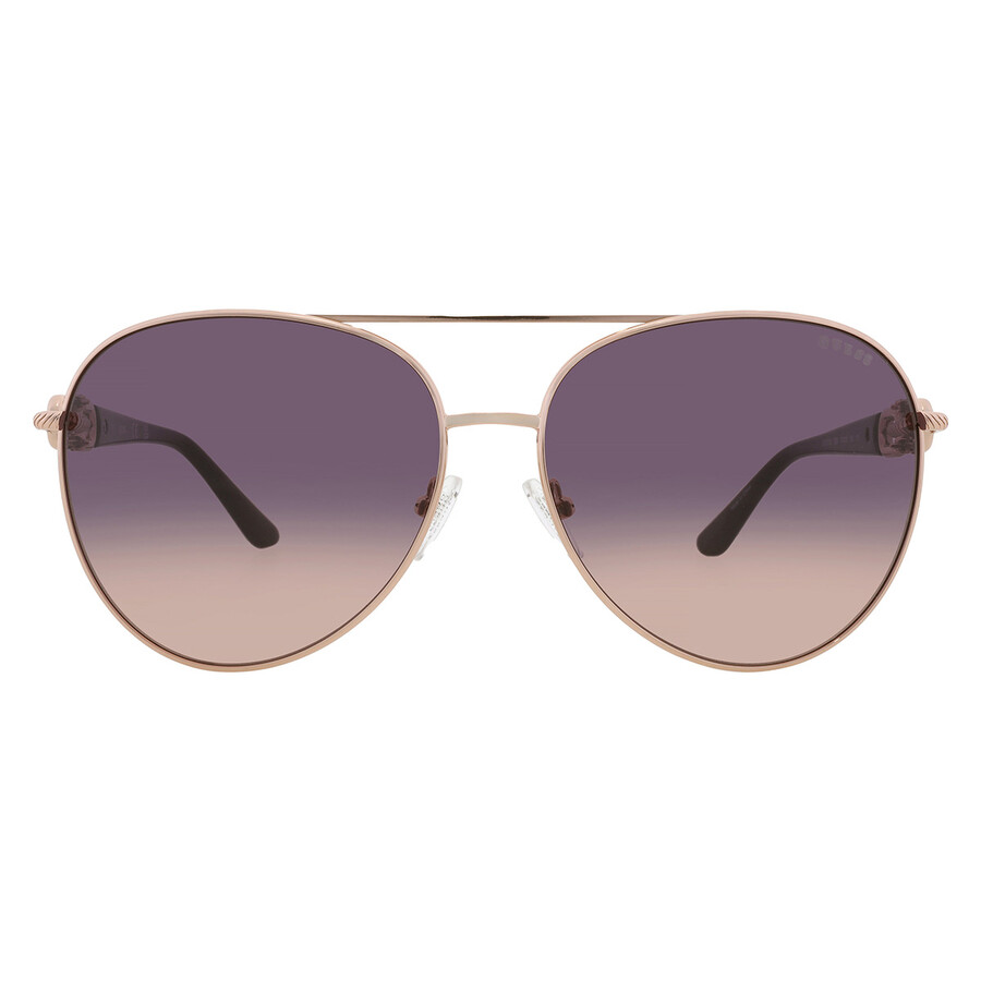 Guess Smoke Gradient Pilot Ladies Sunglasses Gu00158 28b 61 In Neutral