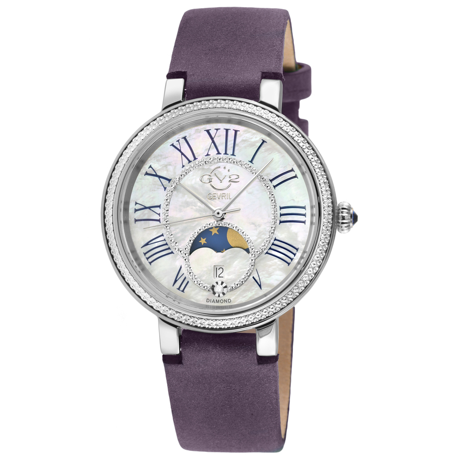 GV2 by Gevril Genoa Mother of Pearl Dial Quartz Moon Phase Ladies Watch 12540