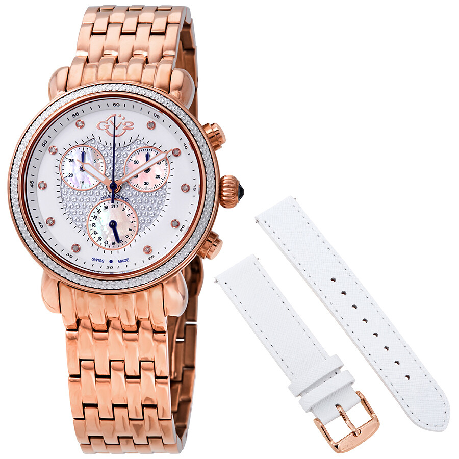 GV2 by Gevril Marsala Chronograph Diamond Crystal Ladies Watch 9881