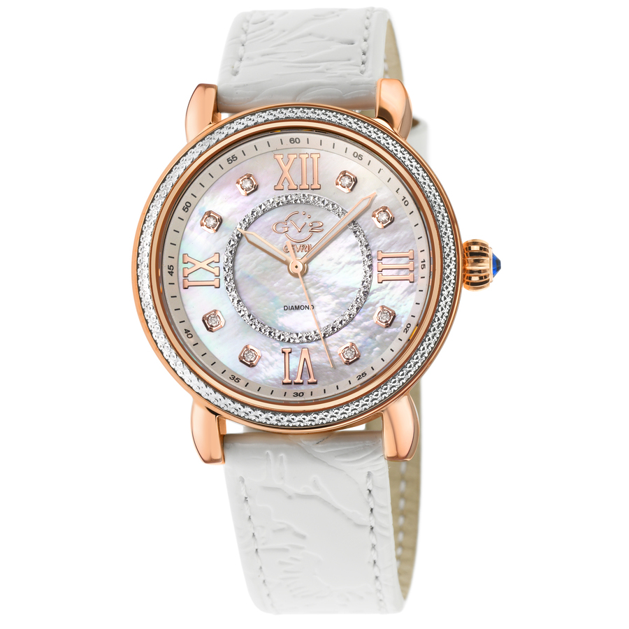 GV2 by Gevril Marsala Diamond Mother of Pearl Dial Ladies Watch 9863