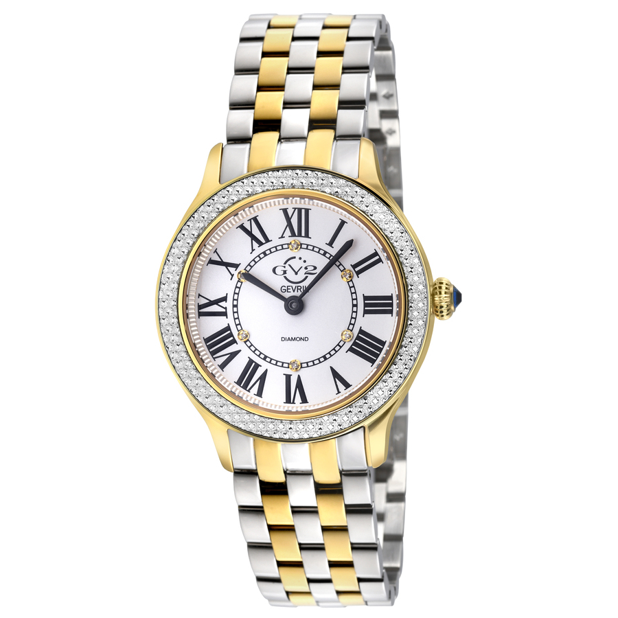 GV2 by Gevril Milan Quartz Diamond White Dial Ladies Watch 12163B