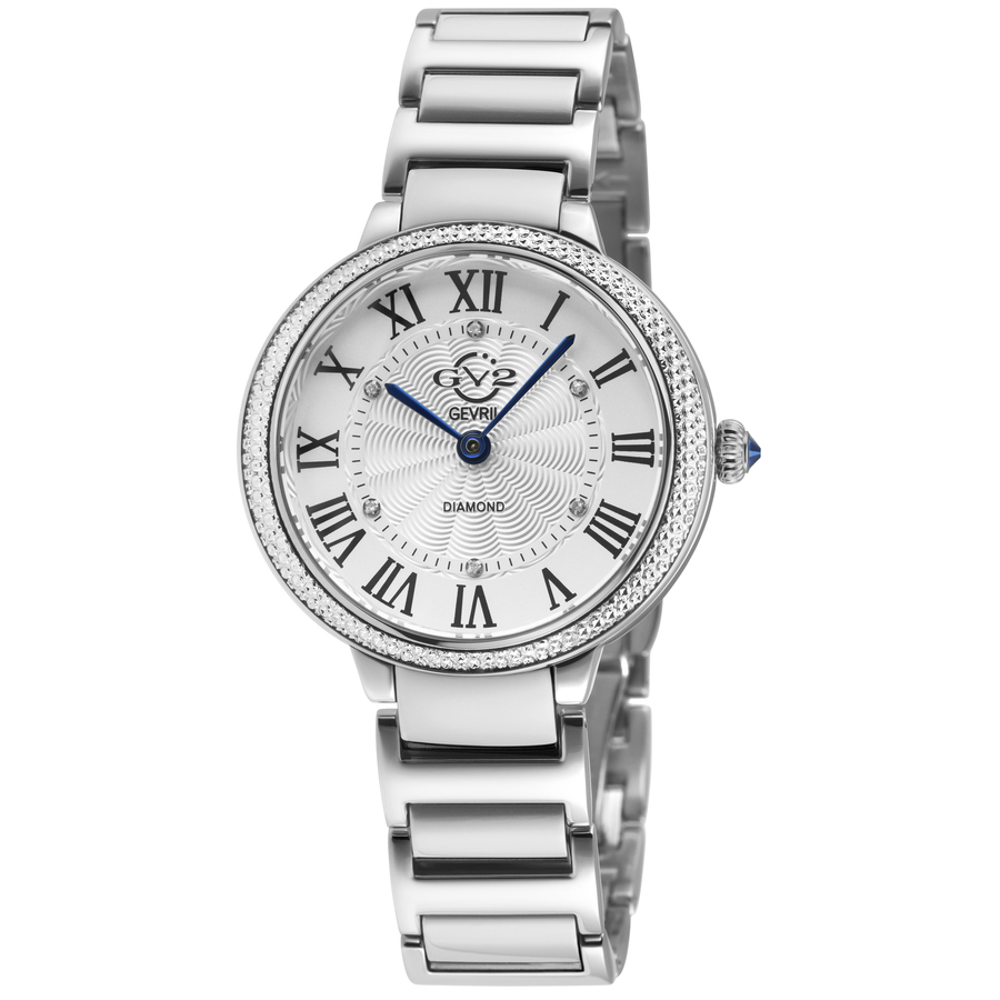 GV2 by Gevril Rome Brillante Quartz White Dial Ladies Watch 122100B
