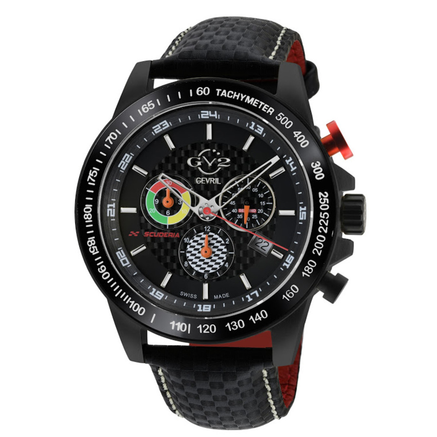 GV2 by Gevril Scuderia Chronograph Tachymeter Black Dial Men's Watch 9923