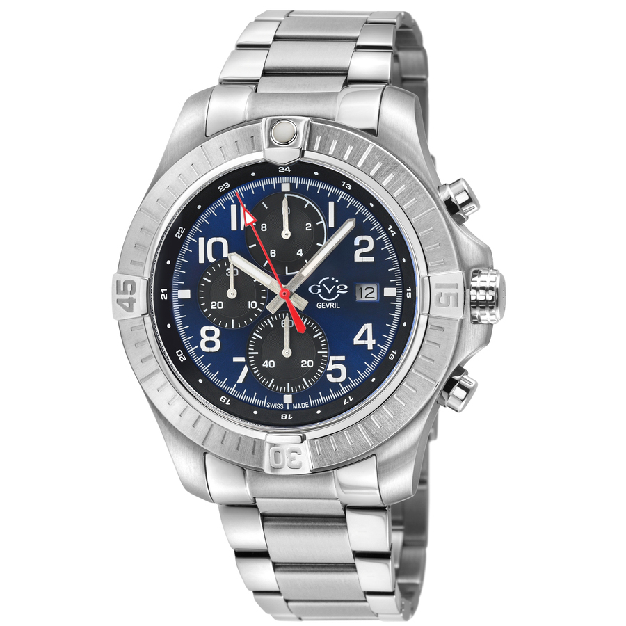 GV2 by Gevril T38 Chronograph Quartz Blue Dial Men's Watch 42801B