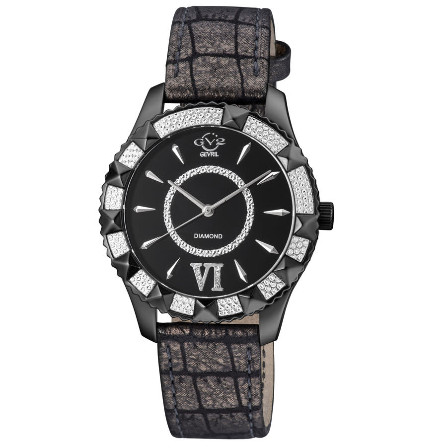 GV2 by Gevril Venice Quartz Black Dial Ladies Watch 11713-425C