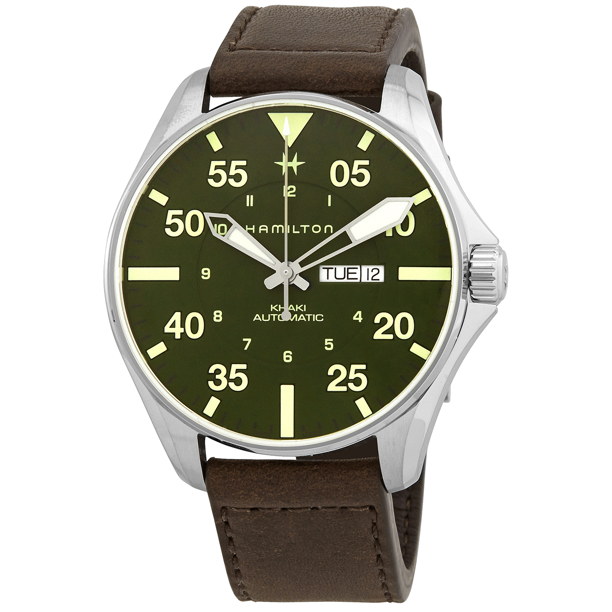 Hamilton Aviation Pilot Schott NYC Automatic Green Dial Men's Limited Edition Watch H64735561