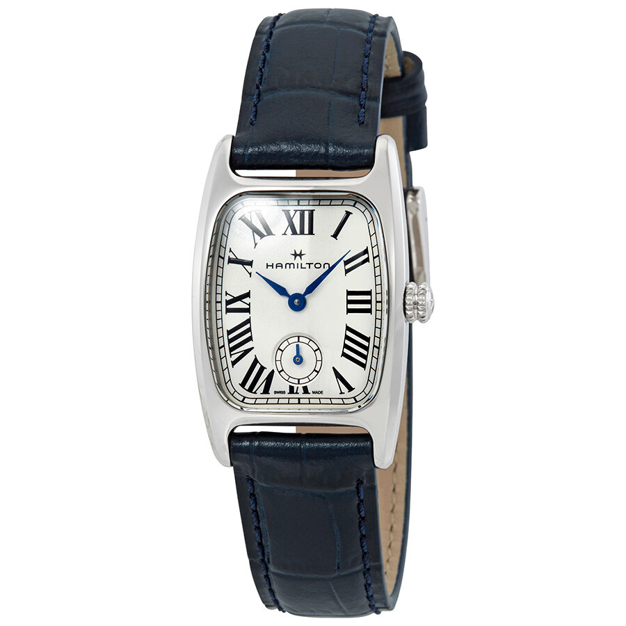 Shop Hamilton Boulton Silver-white Dial Blue Leather Ladies Watch H13321611 In Black / Blue / Silver / White