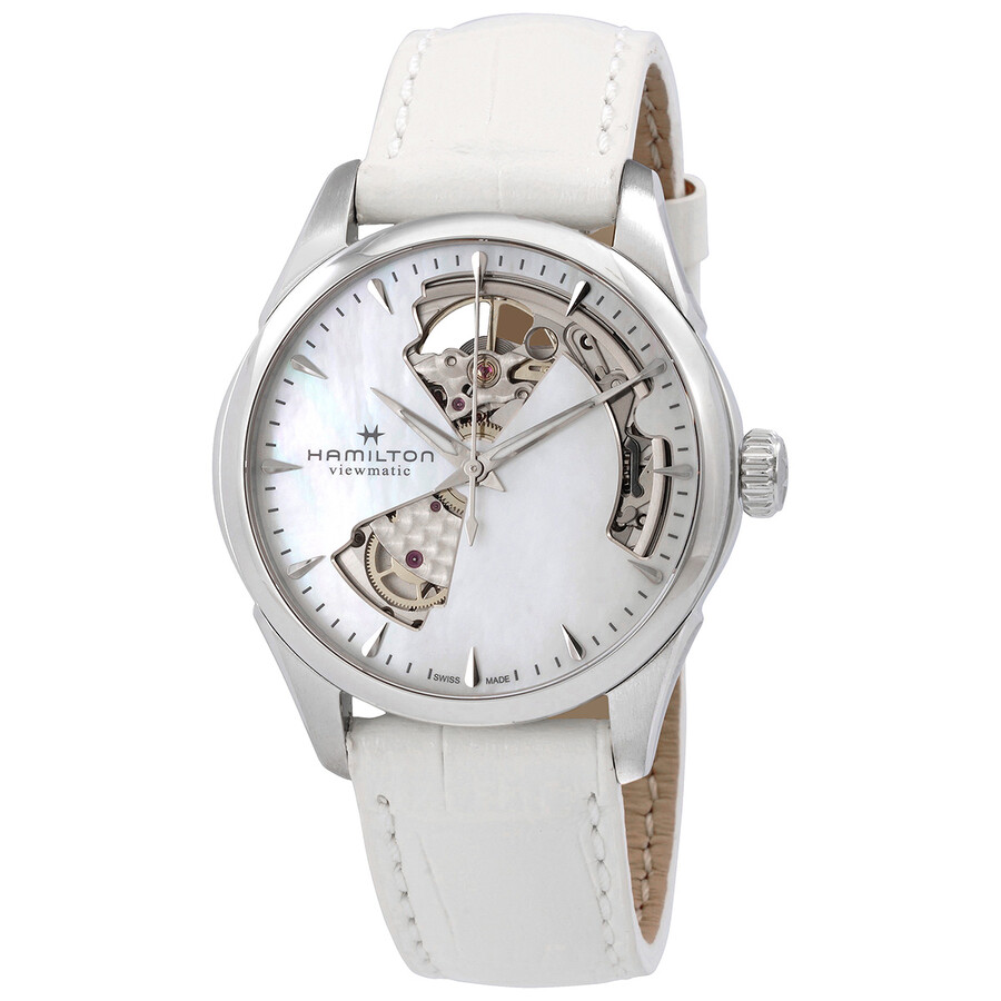 Jazzmaster Open Heart Automatic Mother of Pearl Dial Ladies Watch H32215890