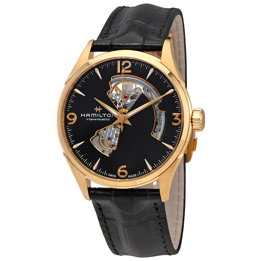 Hamilton Jazzmaster Open Heart Black Dial Automatic Men's Leather Watch H32735731 ...