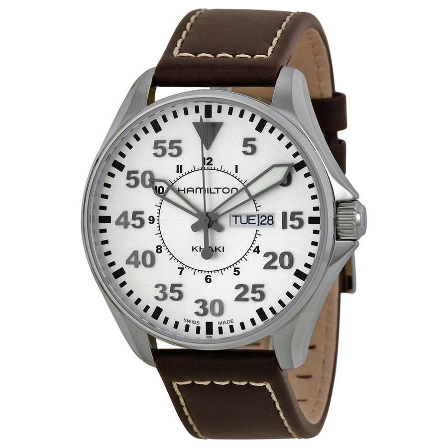 Khaki Pilot Brown Leather Men's Watch H64611555