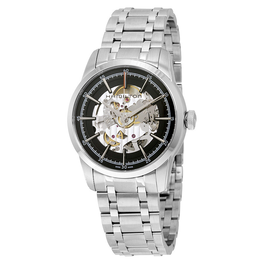 Railroad Automatic Black Skeleton Dail Men's Watch H40655131