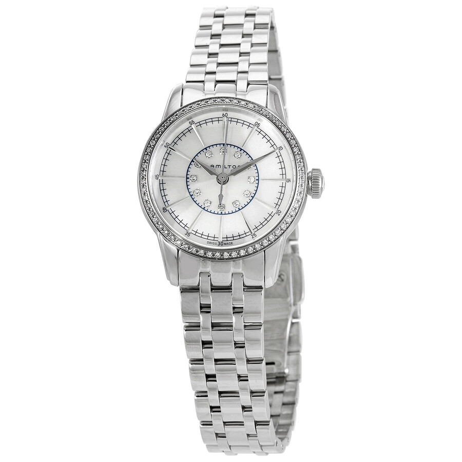 Railroad White Mother of Pearl Dial Stainless Steel Ladies Watch H40391191