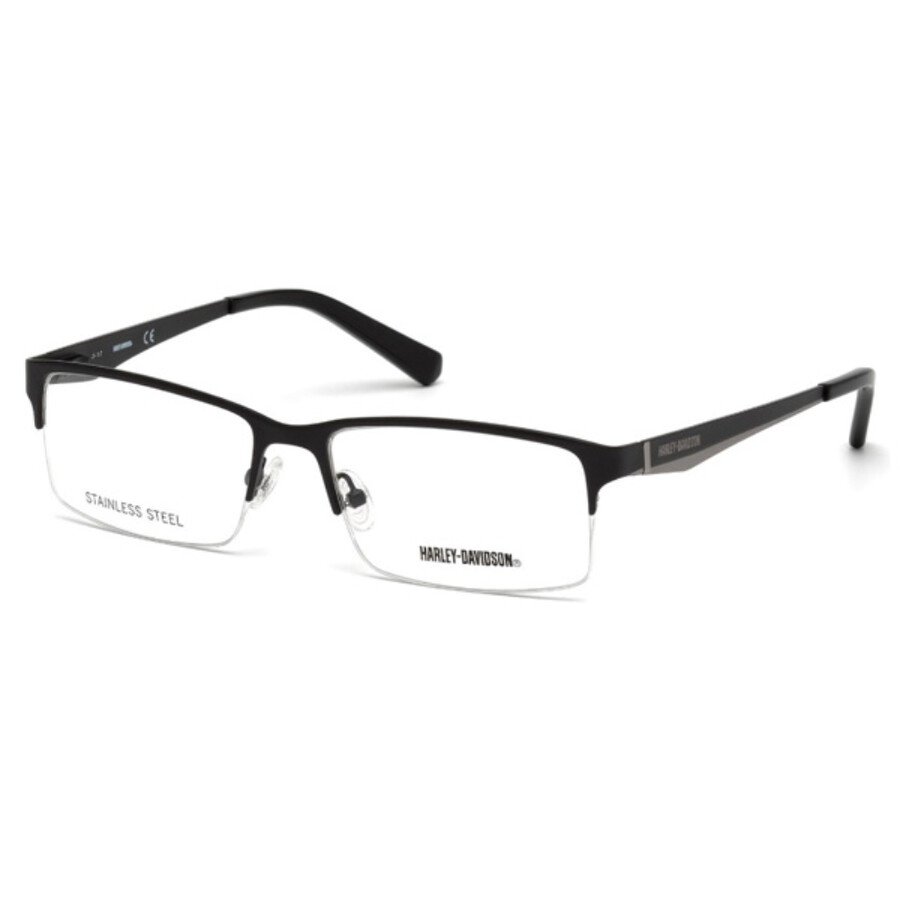 Harley Davidson Demo Rectangular Men's Eyeglasses Hd0766 001 57 In Black