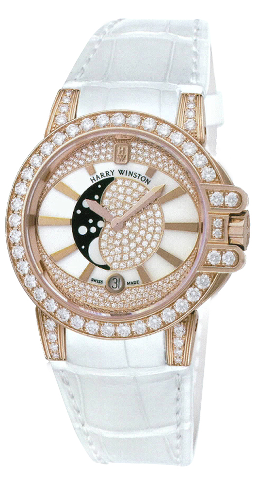 Harry Winston Ocean Lady Moon Phase Quartz Diamond Ladies Watch oceqmp36rr008
