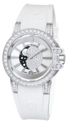 Harry Winston Ocean Moon Phase Mother of Pearl Dial 18kt White Gold Diamond Ladies Watch OCEQMP36WW003