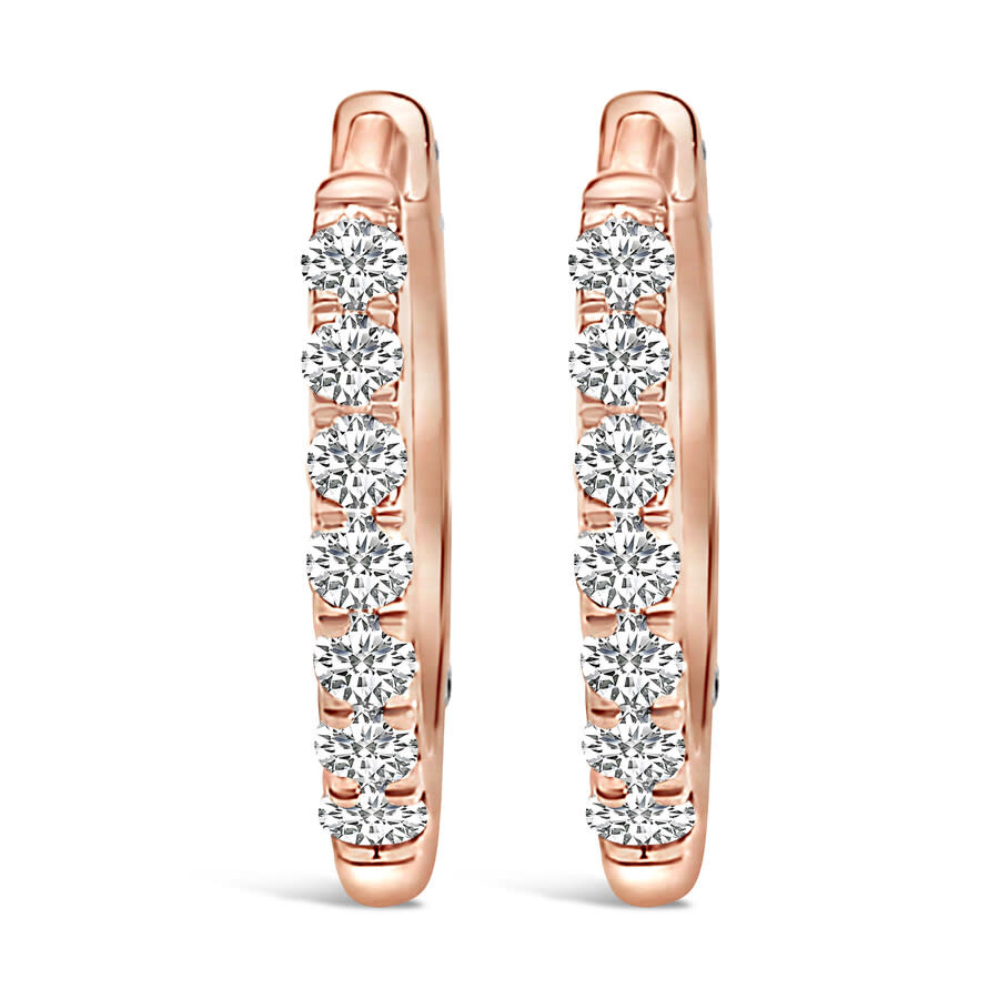 Haus Of Brilliance 10k Rose Gold 1/4 Cttw Diamond Double Sided Huggie Hoop Earrings In Pink