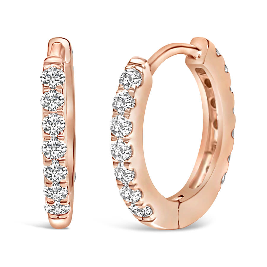 Haus Of Brilliance 10k Rose Gold 1/4 Cttw Diamond Double Sided Huggie Hoop Earrings In Pink
