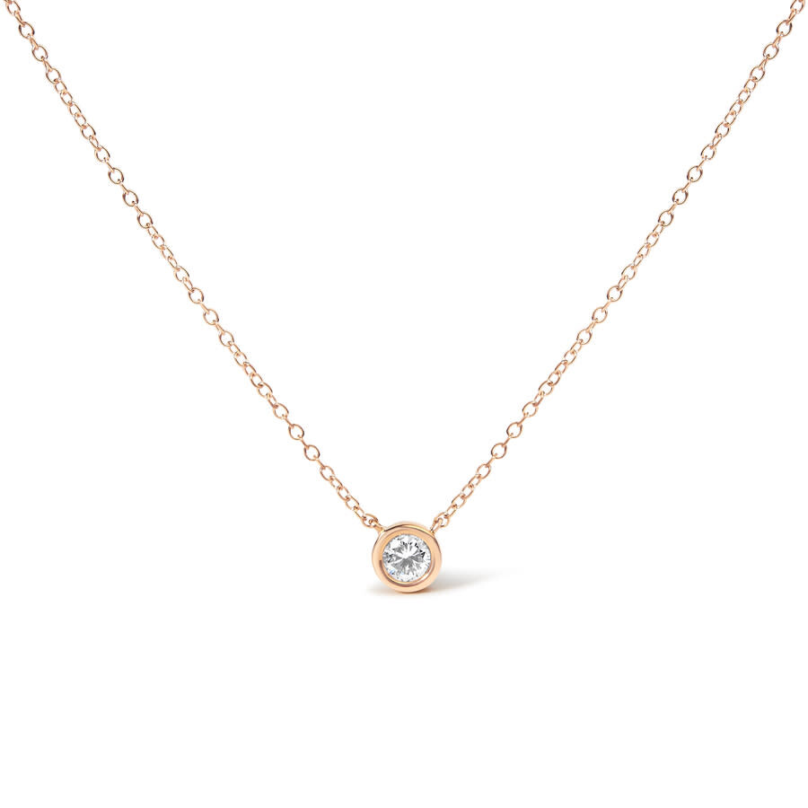 Haus Of Brilliance Sterling Silver Bezel-set Diamond Solitaire Pendant Necklace In Pink/rose Gold Tone/gold Tone