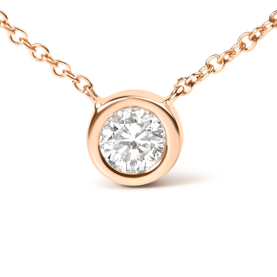 Haus Of Brilliance Sterling Silver Bezel-set Diamond Solitaire Pendant Necklace In Pink/rose Gold Tone/gold Tone