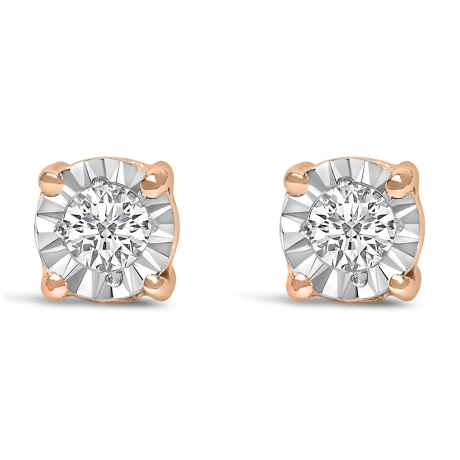 Haus Of Brilliance 10k Rose Gold Plated .925 Sterling Silver 1/10 Cttw Round-cut Lab Grown Diamond S In Pink/rose Gold Tone/gold Tone