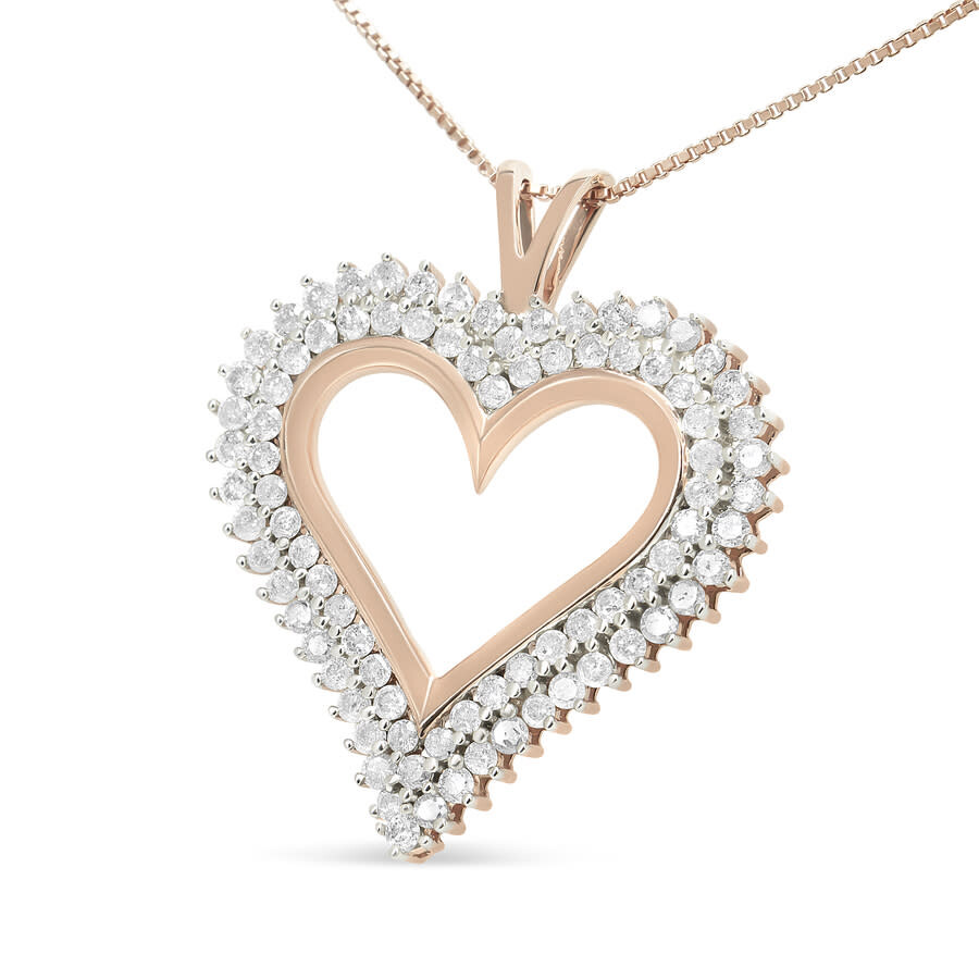 Haus Of Brilliance 10k Rose Gold Plated .925 Sterling Silver 3.00 Cttw Diamond Heart 18" Pendant Nec In Pink