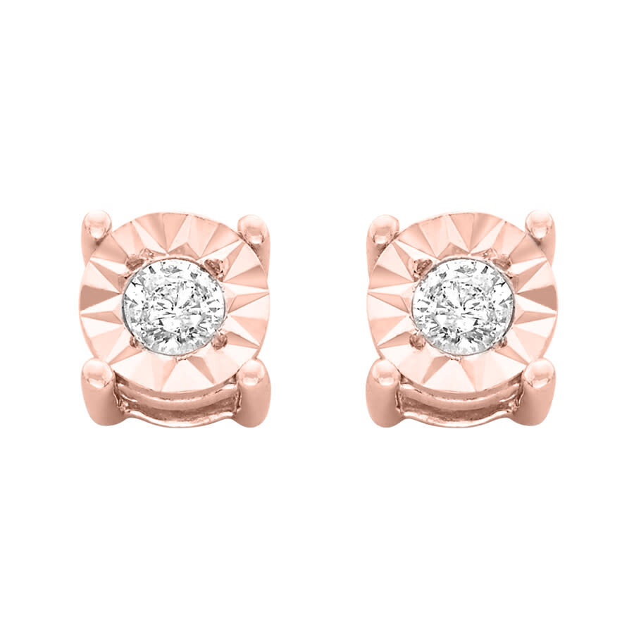 Haus Of Brilliance 10k Rose-gold Plated Sterling Silver 1/10ct. Tdw Round-cut Diamond Miracle-plated In Rose Gold-tone