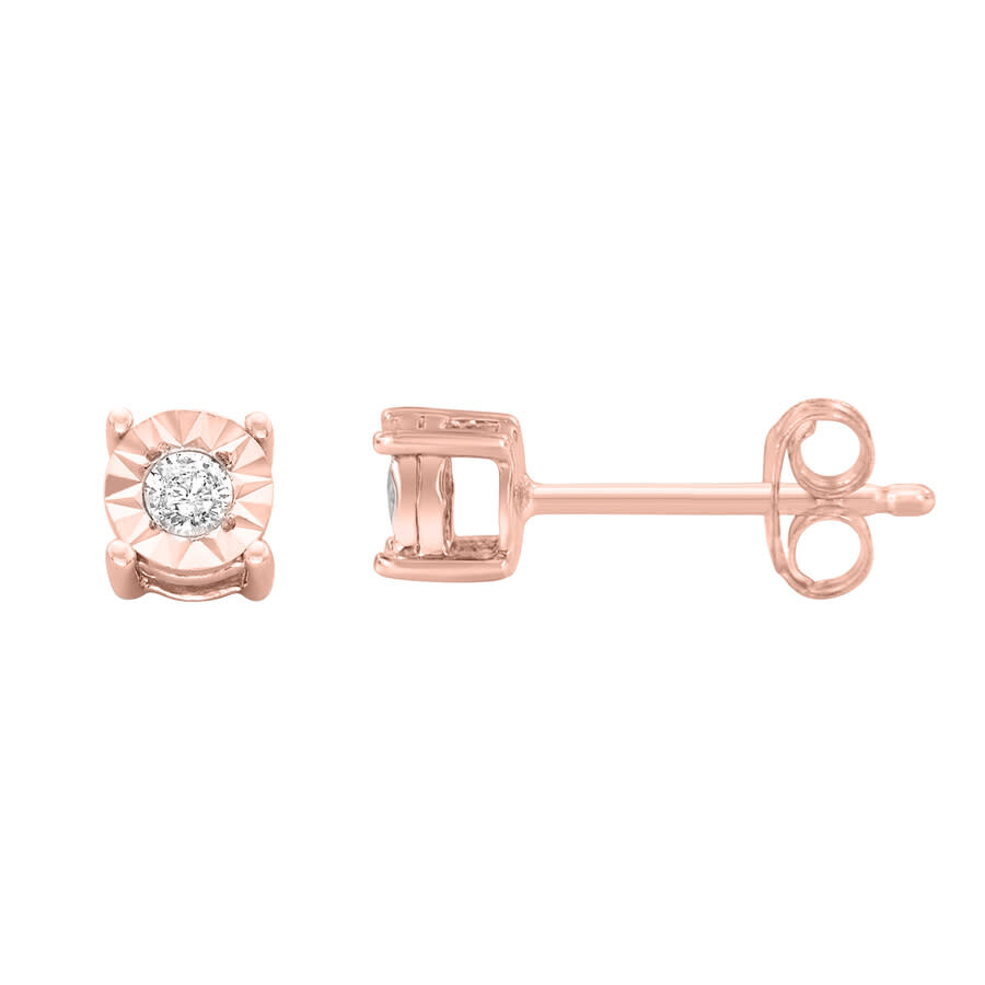 Haus Of Brilliance 10k Rose-gold Plated Sterling Silver 1/10ct. Tdw Round-cut Diamond Miracle-plated In Rose Gold-tone