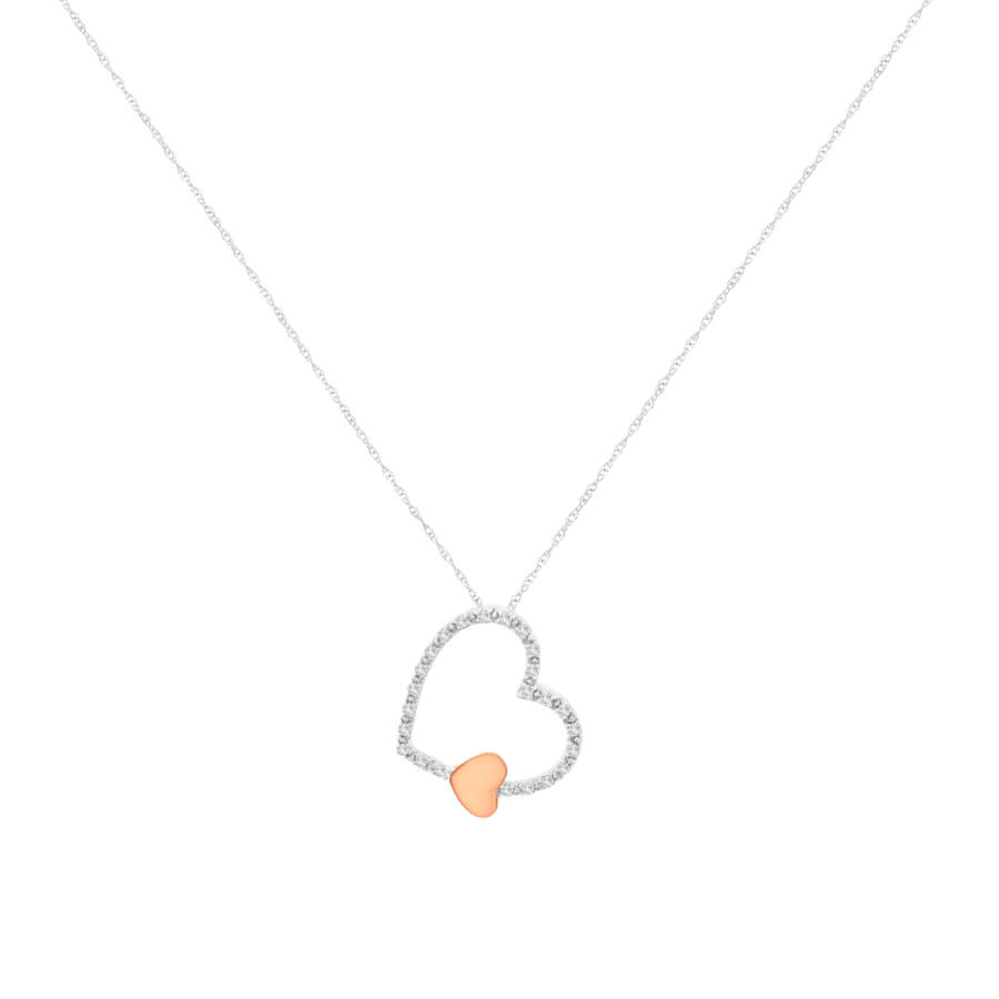 Haus Of Brilliance 10k Two Tone Gold 1/6 Ctw Diamond Floating Heart Pendant Necklace (k-l In Two-tone