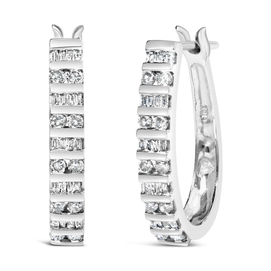 Haus Of Brilliance 10k White Gold 1.0 Cttw Alternating Diamond "u" Hoop Earrings (i-j Color In White