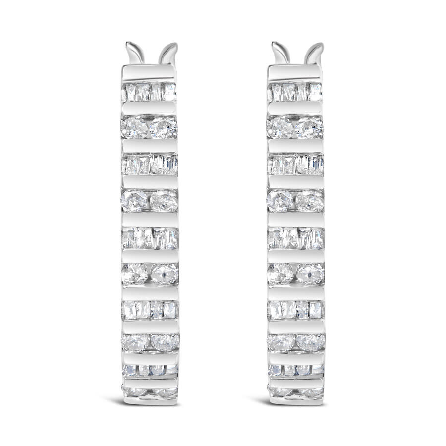 Haus Of Brilliance 10k White Gold 1.0 Cttw Alternating Diamond "u" Hoop Earrings (i-j Color In White