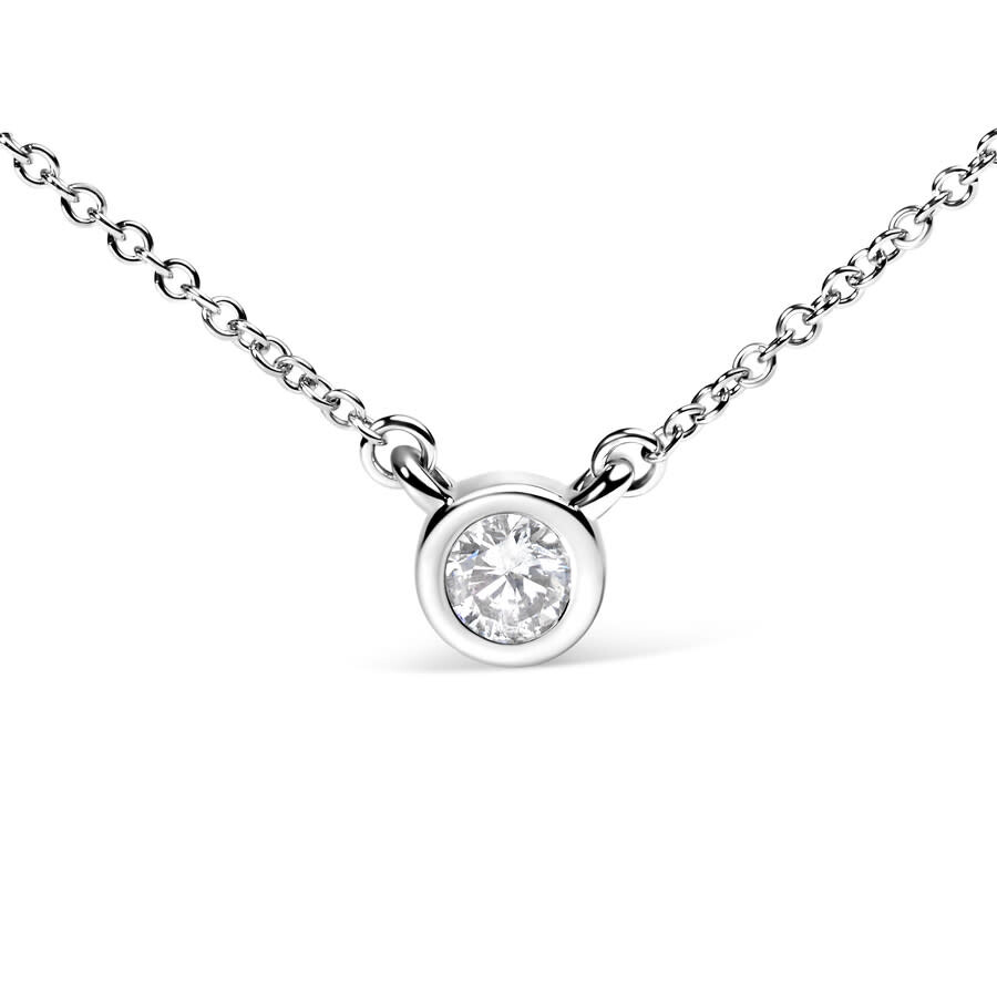 Haus Of Brilliance 10k White Gold 1/3 Carat Round-cut Diamond Modern Bezel-set Solitaire 16"-18" Pen In White