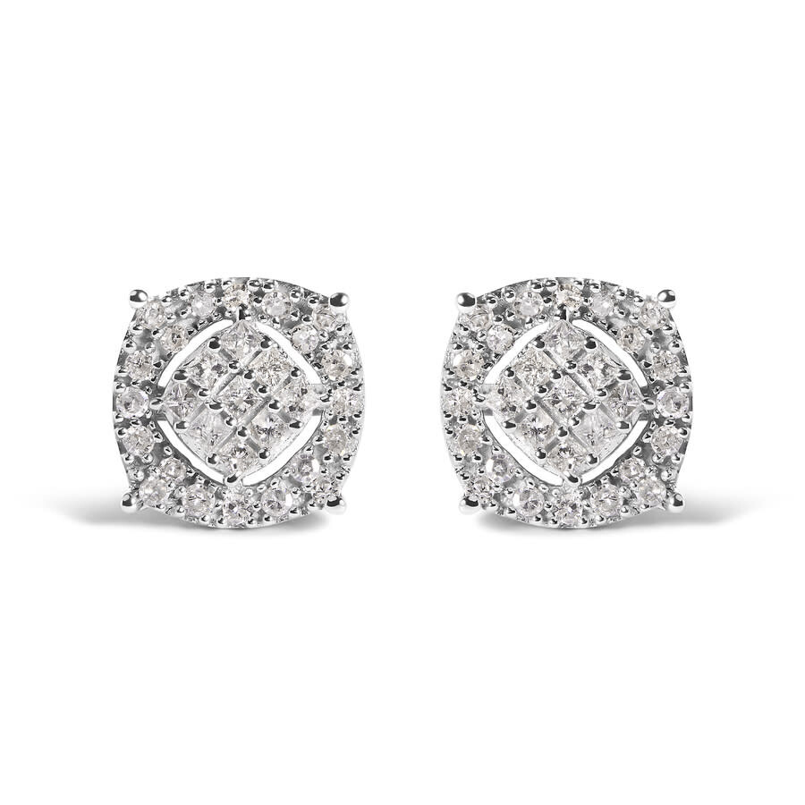 Haus Of Brilliance 10k White Gold 1/2 Cttw Diamond Cushion Shaped Composite Stud Earrings (i-j Color In White