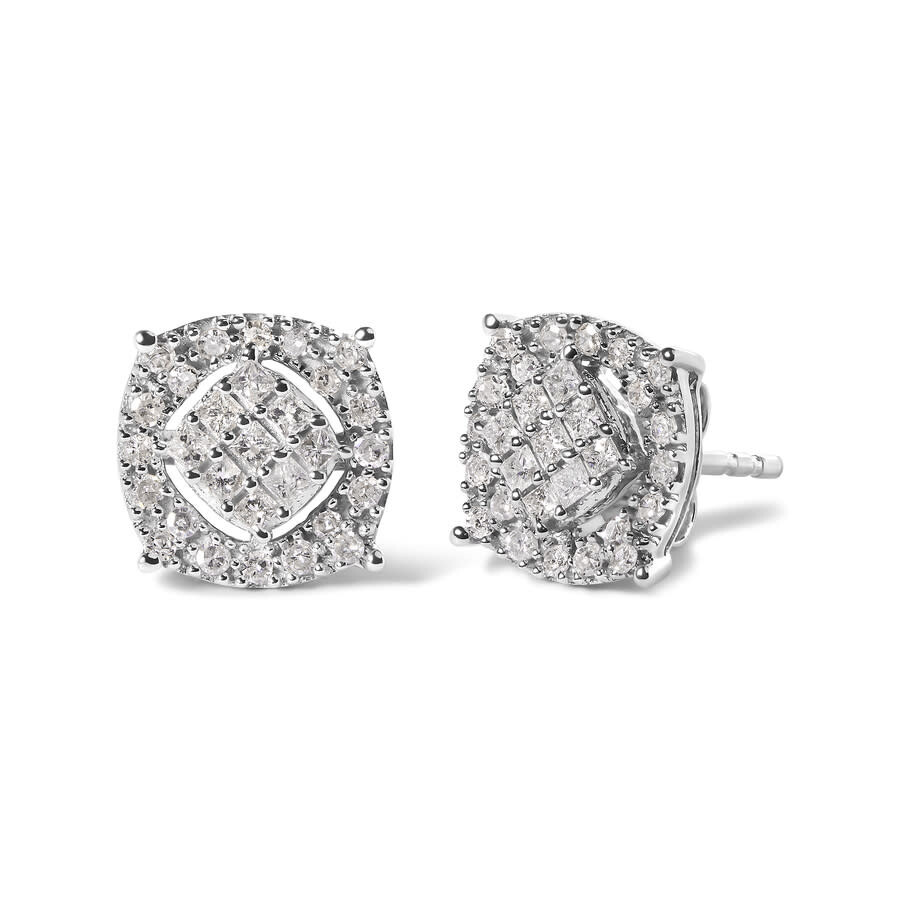 Haus Of Brilliance 10k White Gold 1/2 Cttw Diamond Cushion Shaped Composite Stud Earrings (i-j Color In White