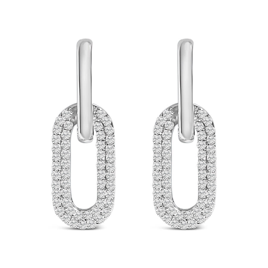 Haus Of Brilliance 10k White Gold 1/2 Cttw Lab Grown Diamond Dangling Paperclip Drop Earrings In Metallic