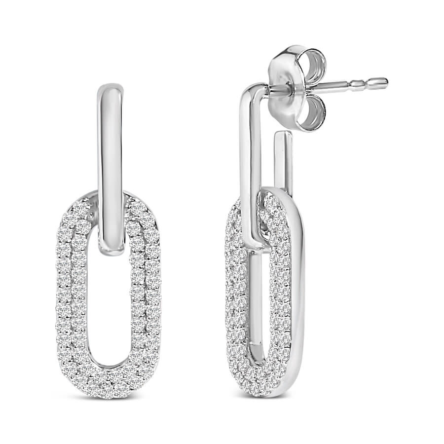 Haus Of Brilliance 10k White Gold 1/2 Cttw Lab Grown Diamond Dangling Paperclip Drop Earrings In Metallic
