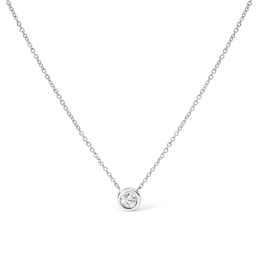 Haus Of Brilliance 10k White Gold 1/3 Carat Round-cut Diamond Modern Bezel-set Solitaire 16"-18" Pen In White