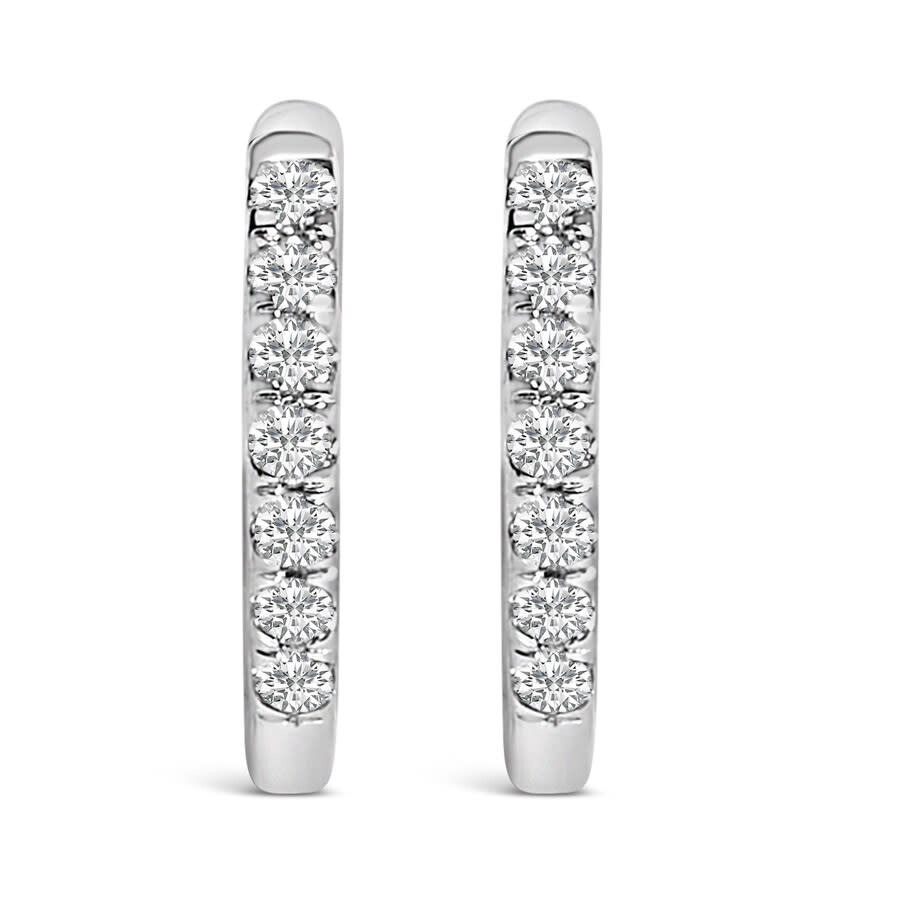 Haus Of Brilliance 10k White Gold 1/4 Cttw Diamond Double Sided Huggie Hoop Earrings In White