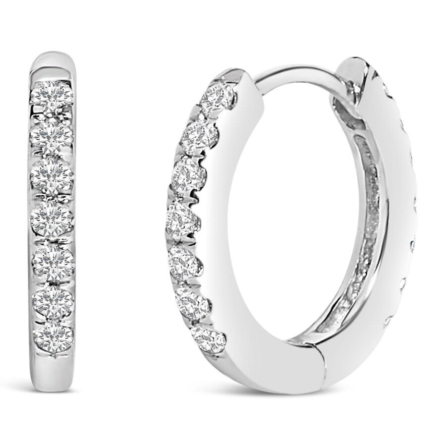 Haus Of Brilliance 10k White Gold 1/4 Cttw Diamond Double Sided Huggie Hoop Earrings In White