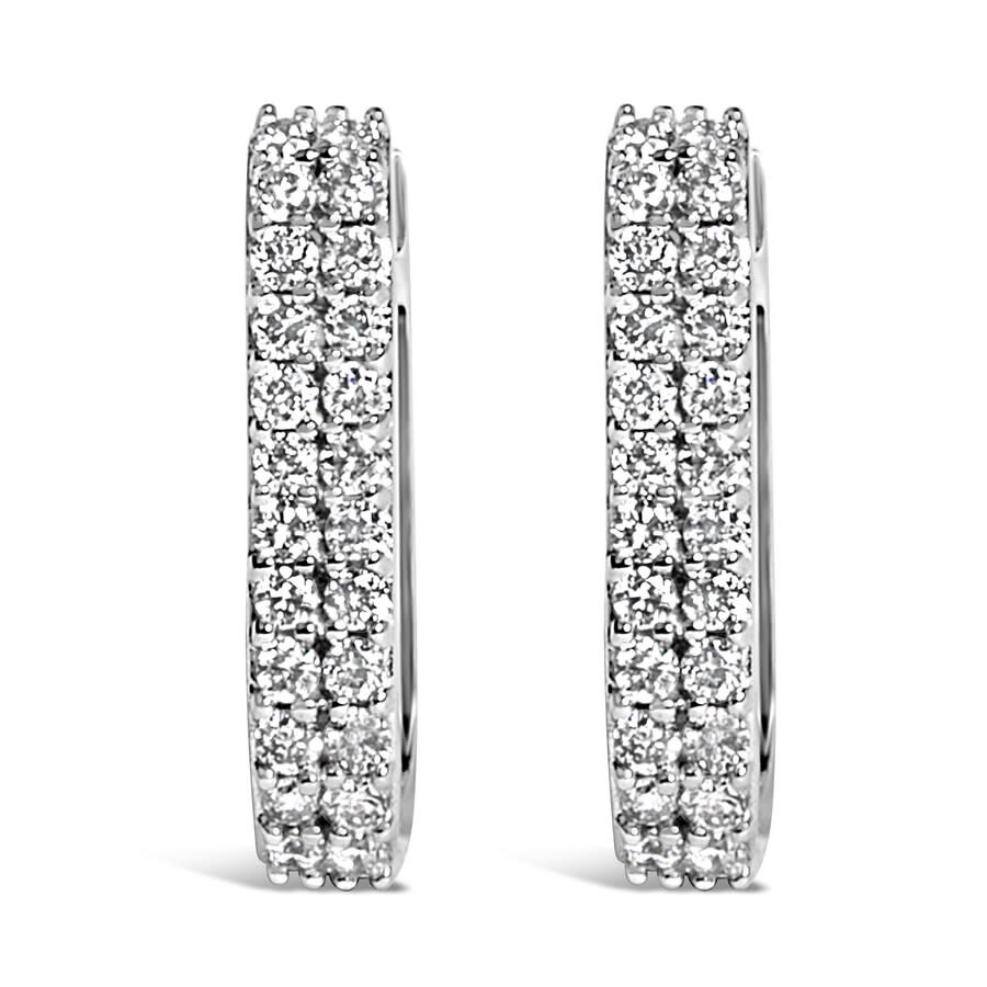 Haus Of Brilliance 10k White Gold 1/4 Cttw Lab Grown Diamond Double Row Huggie Hoop Earrings In Neutral