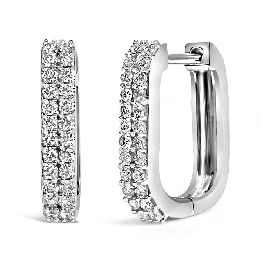 Haus Of Brilliance 10k White Gold 1/4 Cttw Lab Grown Diamond Double Row Huggie Hoop Earrings In Neutral