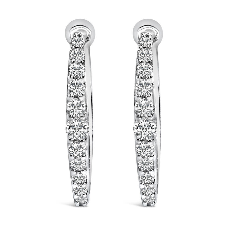 Haus Of Brilliance 10k White Gold 1/4 Cttw Lab Grown Diamond Heart Shaped Huggy Hoop Earrings In Metallic