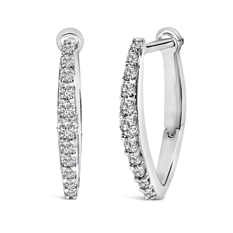 Haus Of Brilliance 10k White Gold 1/4 Cttw Lab Grown Diamond Heart Shaped Huggy Hoop Earrings In Metallic