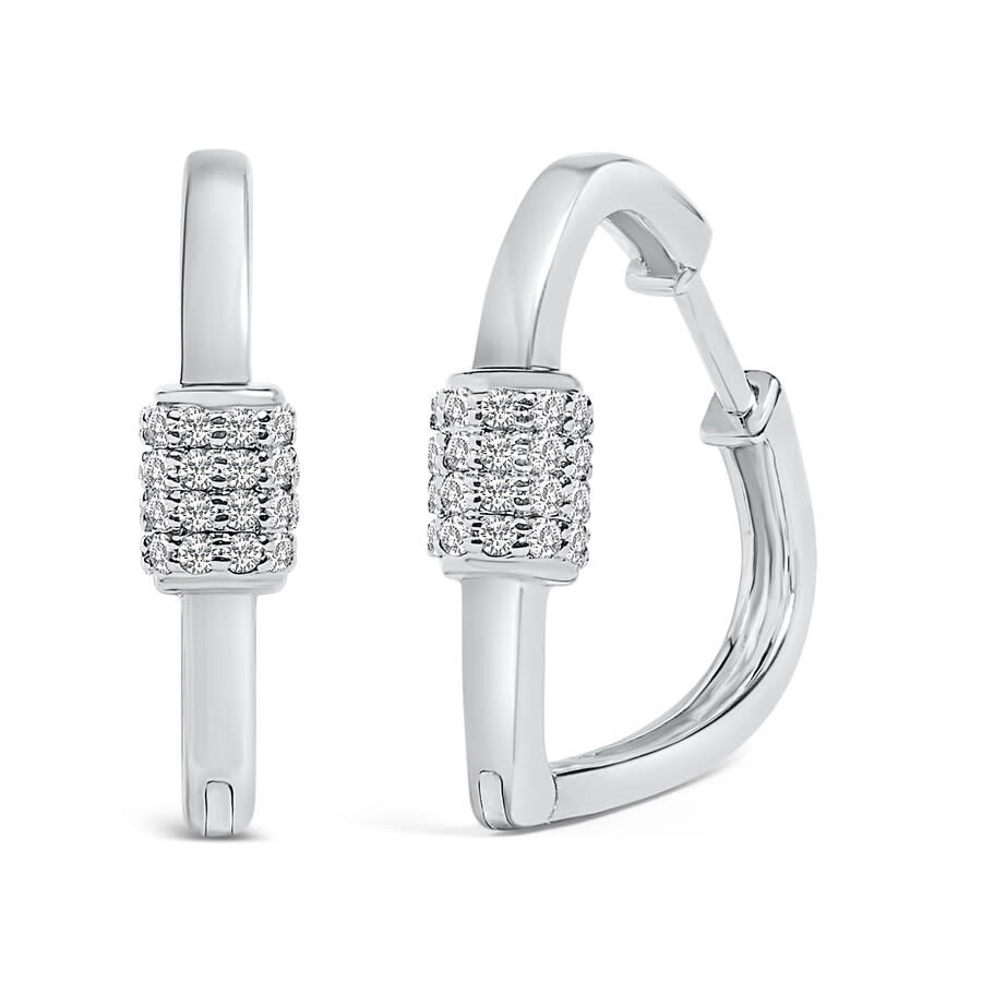 Haus Of Brilliance 10k White Gold 3/8 Cttw Lab Grown Diamond Heart Shaped Huggie Hoop Earrings In Metallic