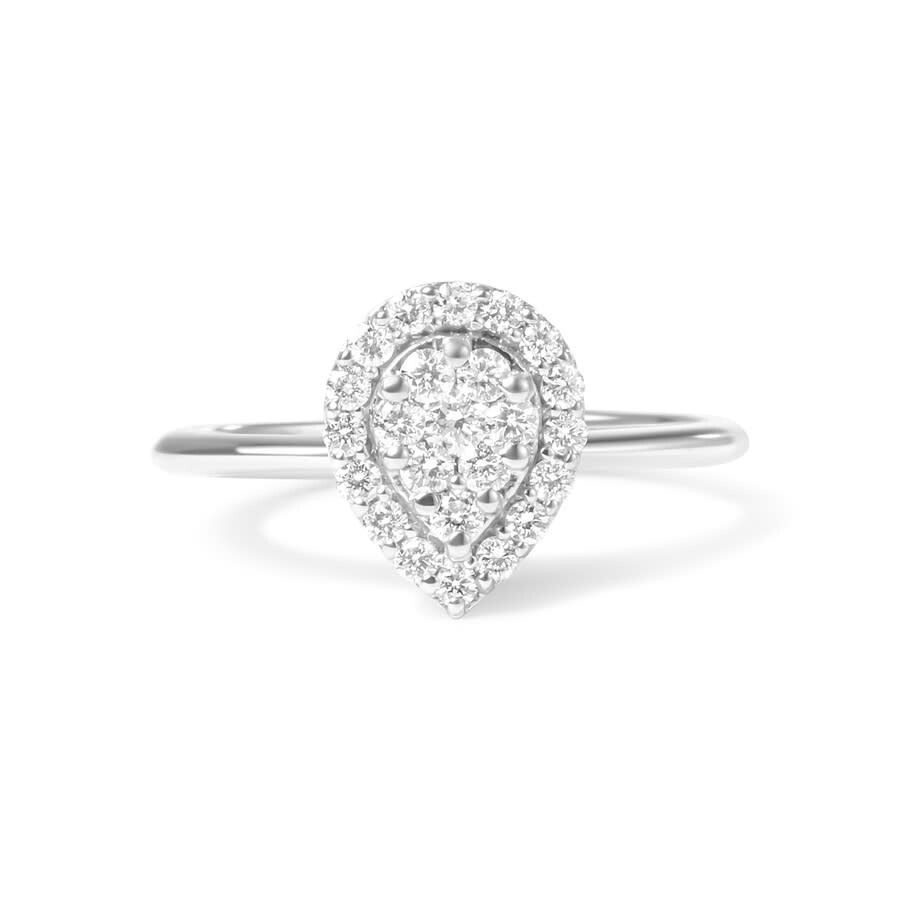 Haus Of Brilliance 10k White Gold 3/8 Cttw Round-cut Lab Grown Diamond Cluster Pear Promise Ring (g- In White