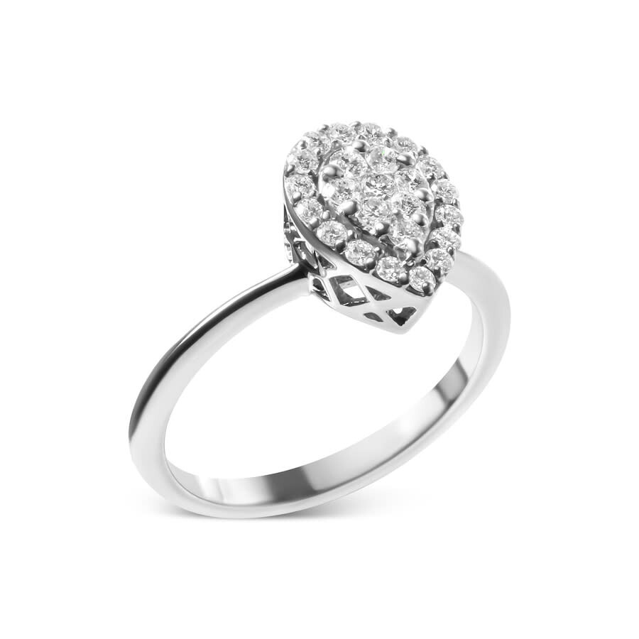 Haus Of Brilliance 10k White Gold 3/8 Cttw Round-cut Lab Grown Diamond Cluster Pear Promise Ring (g- In White