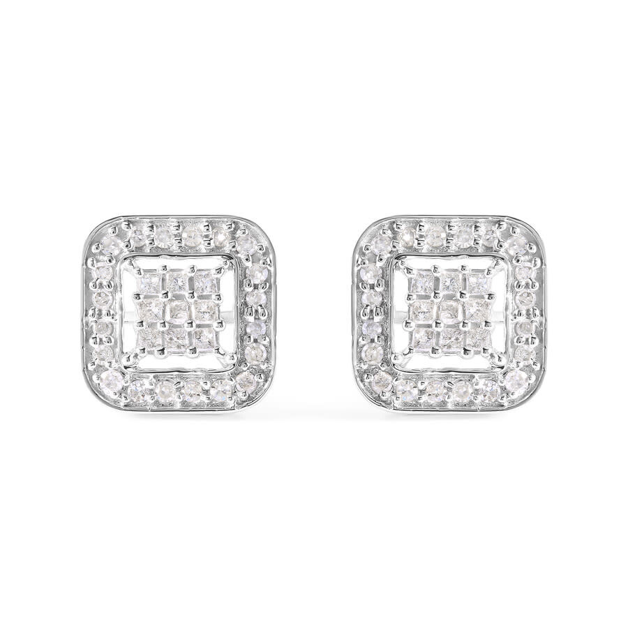 Haus Of Brilliance 10k White Gold 5/8 Cttw Diamond Square Shaped Composite Stud Earrings (i-j Color