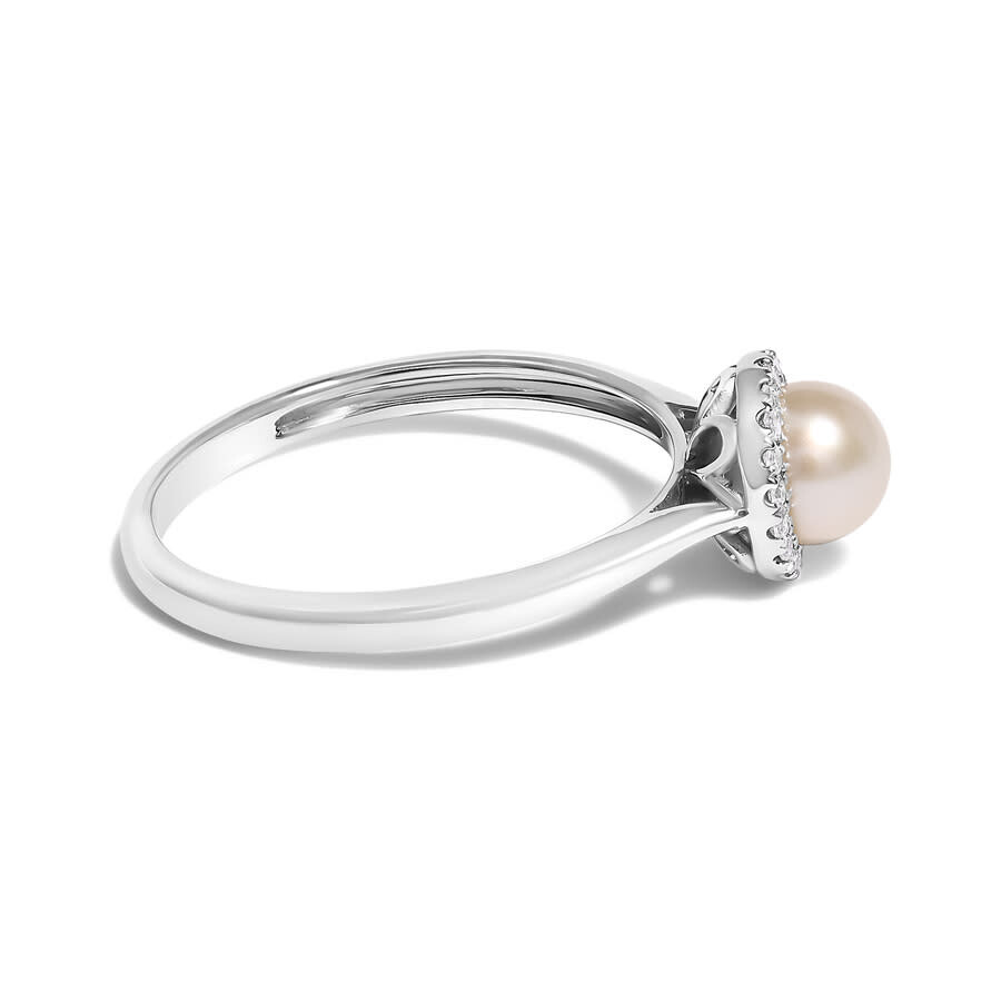 Haus Of Brilliance 10k White Gold 5mm Cultured Freshwater Pearl And Diamond Halo Ring (i-j Color In White