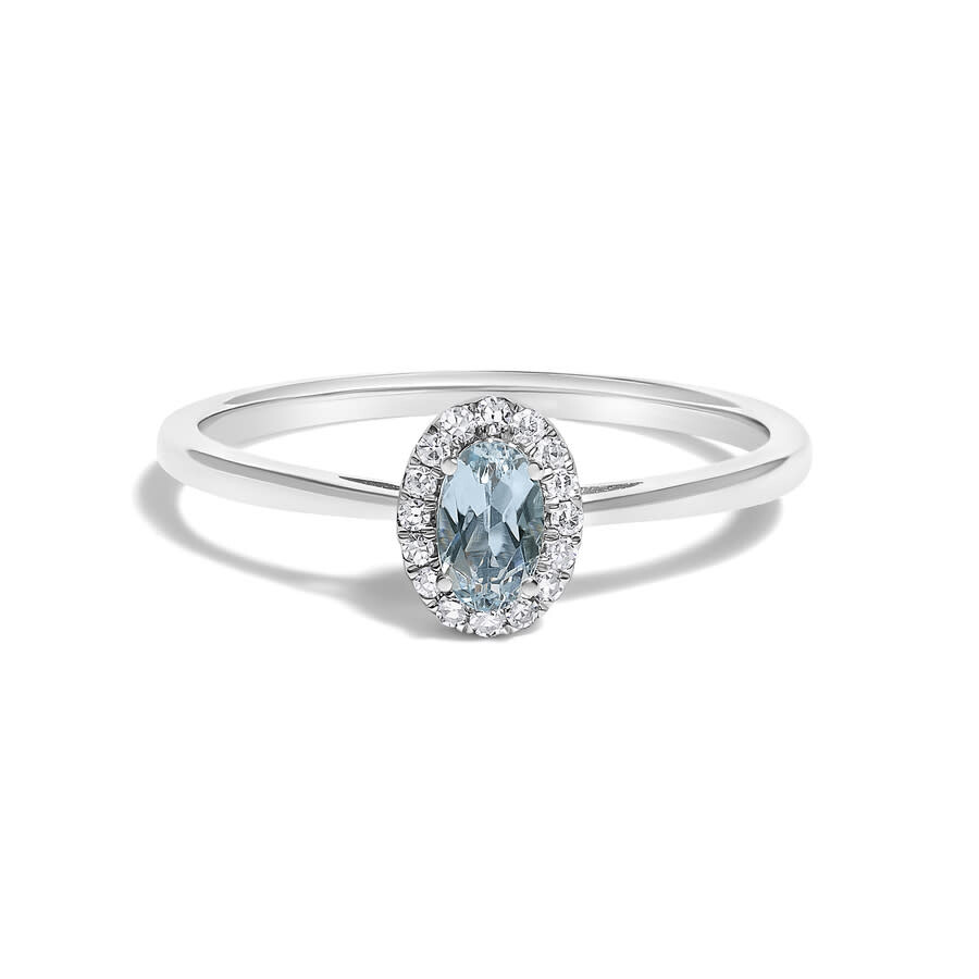 Haus Of Brilliance 10k White Gold 5x3mm Oval Blue Aquamarine And Diamond Accent Halo Ring (i-j Color In Silver