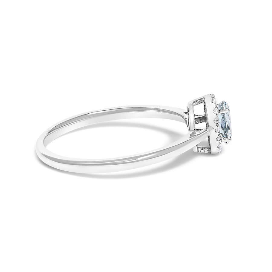 Haus Of Brilliance 10k White Gold 5x3mm Oval Blue Aquamarine And Diamond Accent Halo Ring (i-j Color In Silver