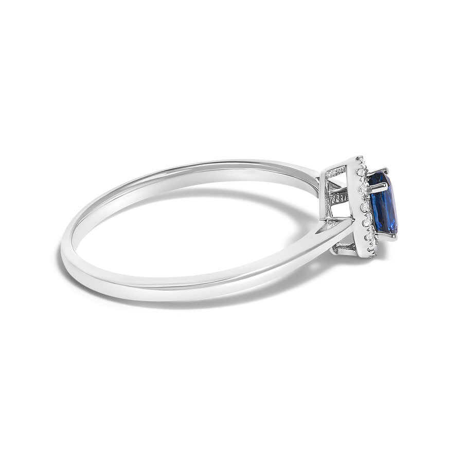 Haus Of Brilliance 10k White Gold 5x3mm Oval Blue Sapphire And Diamond Accent Halo Ring (i-j Color In Silver